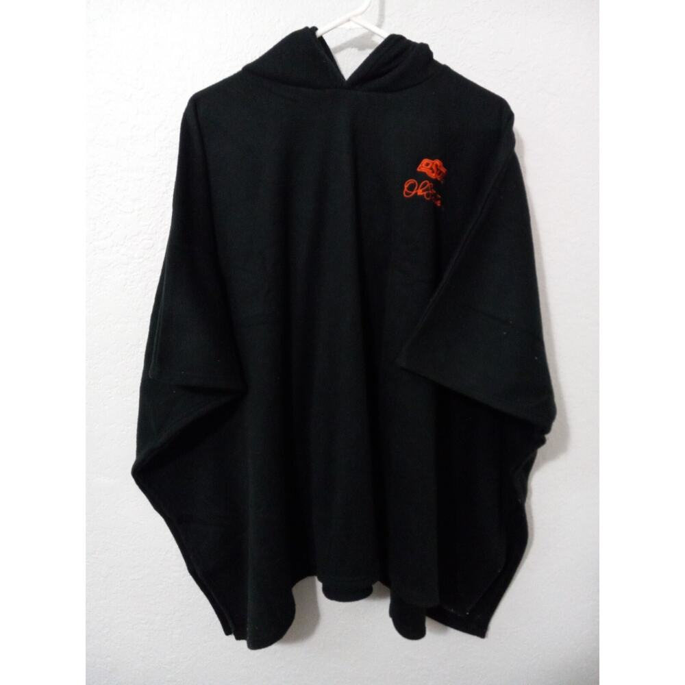 College Football Black OSU Cowboys Hooded Fleece Poncho- One Size NEW